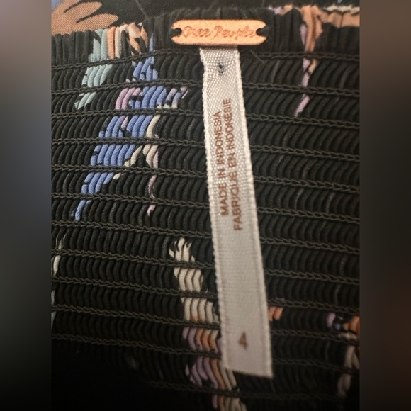 Free People Colorful Bird Print Strapless Mini Tube Dress Size 4 100% Cotton - Picture 10 of 12